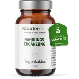 NEU! Kräutermax Feigenkaktus Kapseln | Feigenkaktus Pulver mit Vitamin B1, B2, B6, B12, Vitamin C und Folsäure | Feigenkaktus mit Vitamin Komplex nach originaler Kräutermax Rezeptur | 1 x 60 Stück