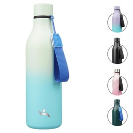 Insulated Water Bottle with Strap,25 oz Double Wall Stainless Steel Vacuum Bottles Metal Water Flask,Mint