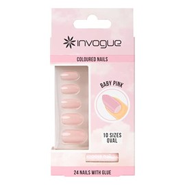 Invogue Oval Shape False 28 Nails Baby Pink 25g