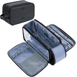 ZEEMO Travel Toiletry Bag for Men, Medium Water-Resistant Double-Sided Full-Open Dopp Kit, Versatile Organizer for Shower and Hygiene Accessories, Bathroom Essentials, Cosmetics, Large, Black