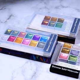 BeauFairy 12 Colors Nail Pigment Powder Palette, Solid Blooming Chrome Marble Watercolor Paint, Pearlescent Holographic Glitter Nail Art Painting, Metallic Powder for Nails Paint DIY Manicure 006