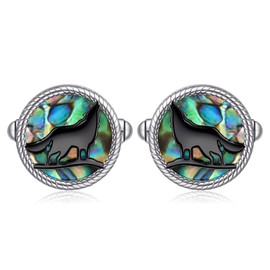 Wolf Cufflinks for Men 925 Sterling Silver Wolf Cuff Links Mother's Day Jewelry for Men