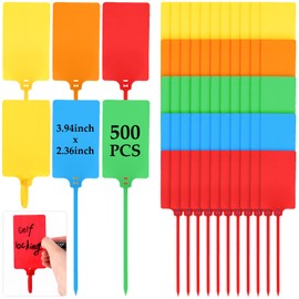 Chunful 500 PCS Plastic Shipping Tags Blank Waterproof Plastic Tags Writable Labels with Sealing Strap Big Logistics Use Sign Tie Large Label Tie 250 mm Total Length 2.36 x 3.94 Inches(Colored)