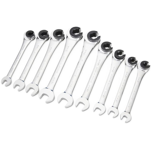 Anbull Fixed Head Tubing Ratchet Open End Wrench Set, Combination