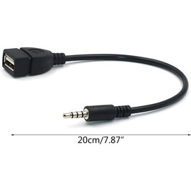 Black USB to AUX Adapter Cable,3.5mm Male AUX Plug to USB 2.0 Female Converter Adapter Cable Cord for Car Aux Port Length Black OTG Adapter Accessories Audio and Video Accessories(20cm/8-inch)