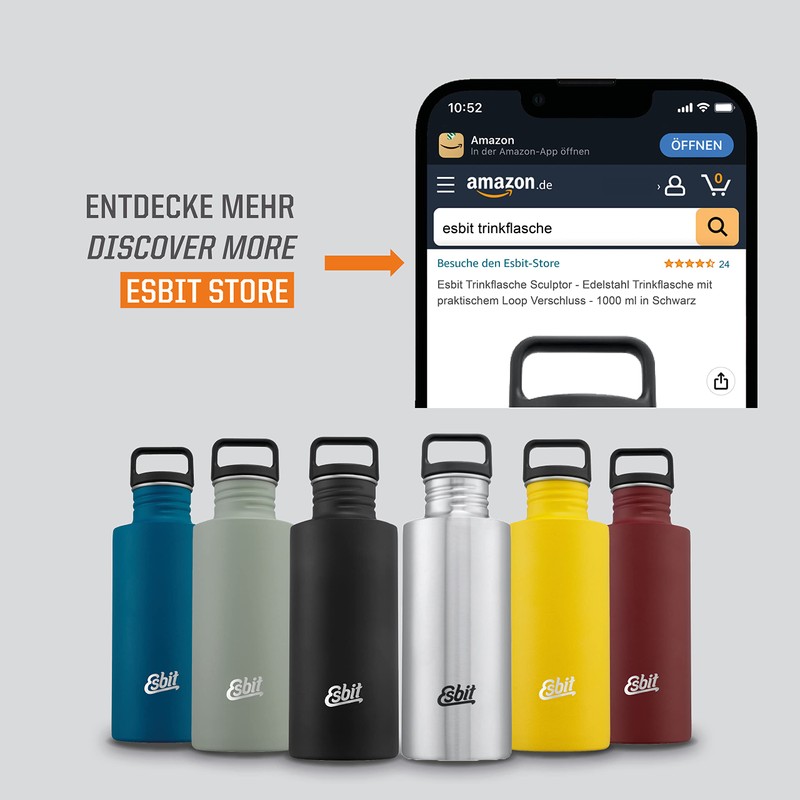 Esbit Sculptor Drinking Bottle Stainless Steel with Practical Loop Closure