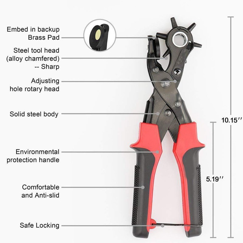 Leather Hole Punch Belt Hole Puncher Pliers Ruler Grinding Rod