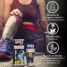Myo D Muscle Tension Gel - Arnica, Essential Oils - Soothes Muscles, Joints and Tendons - Back, Calves, Thighs - Joint Gel - French Lab Eric Favre
