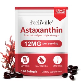Leeylitdrag Astaxanthin 12mg, 120 Softgels, 4 Month Supply | Premium Astaxanthin Antioxidant Supplements | Fresh Microalgae Source | Supports Eye, Joint, Internal Circulation, Skin Health
