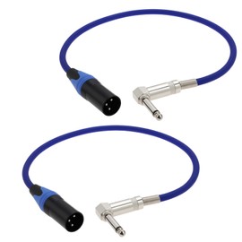 EMSea 2Pcs Right Angle 1/4 TS to XLR 3Pin Male Microphone Audio Cable 22awg for Micphone Mixer Instruments(53cm)