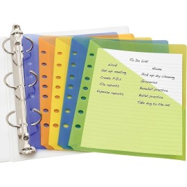 Avery Mini Binder Pockets,Assorted Colors,Fits 3-Ring Binders and 7-Ring Binders