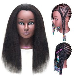 Mannequin Head 14" 100% Real Hair Hairdresser Cosmetology Mannequin Manikin Training Head Hair and Free Clamp Holder