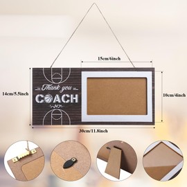 Sumind Football Picture Frame Soccer Basketball Volleyball Coach Gift Graduation Coach Picture Frame Gifts for Coaches Thank You Coach Gift 4" x 6" Photo(Basketball)