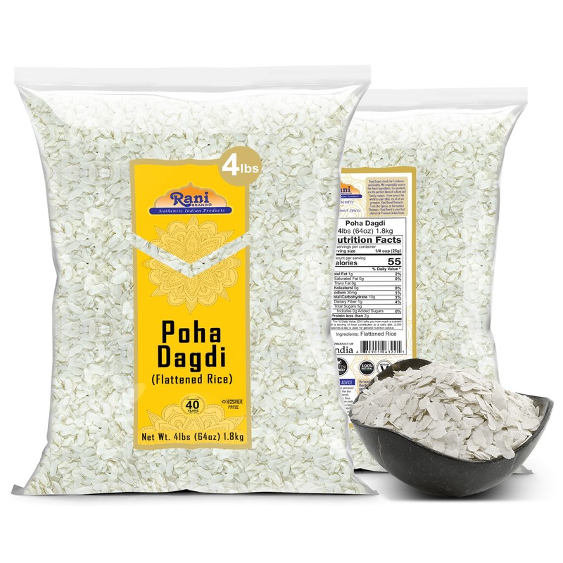 Rani Poha (Powa) Extra Thick Dagadi-Cut (Flattened Rice) 64oz (4lbs)