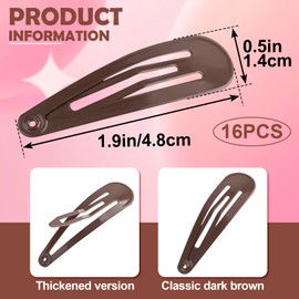 Deozu 16 Pcs Brown Snap Hair Clips, Metal Thicken Hair Clip, Brown Hairclip, Hair Barrette Snap Clips for Women Thin and Thick Hair (2"/5cm)