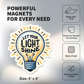 Let Your Light Shine Magnet 4 inch 2 Pack Vinyl for Fun Souvenir Gift Refrigerator Fridge Dishwasher ID44999