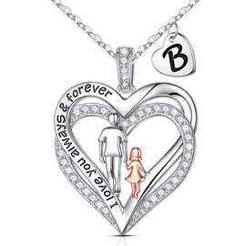 Iefil Daughter Gifts Daughter Necklaces, 925 Sterling Silver Heart Initial B Necklaces for Women Birthday Christmas Gifts for Women Daughter Jewelry Presents