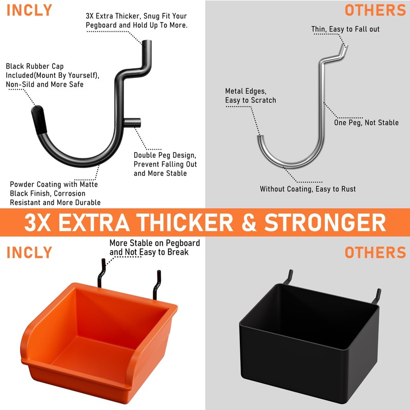 INCLY INCLY 48x24 Inch Metal Peg Board Kit with 1/4"