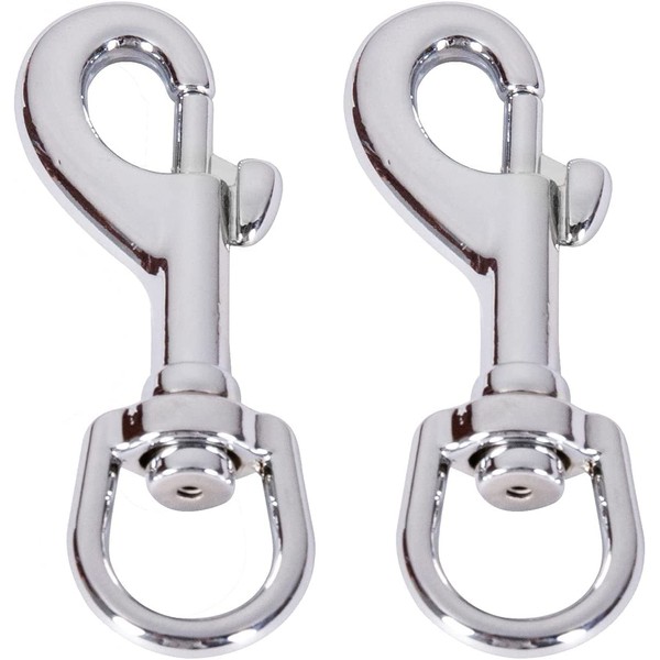 NQ Flag Swivel Snap Clips - Heavy Duty Metal Flag Snaps Hooks with Swivel Eyelet for Max 5/16" Diameter Flagpole Rope, Flag Pole Hardware, Clips for Flag, Pet Leash, Leather Craft (Silver, Pack of 2)