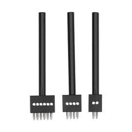 3pcs Leather Prong Punch Tool Set, 2/4/6 Carbon Steel Prong Row Circular Cut Round Hole Punch for Leather Craft(Teeth 5mm)