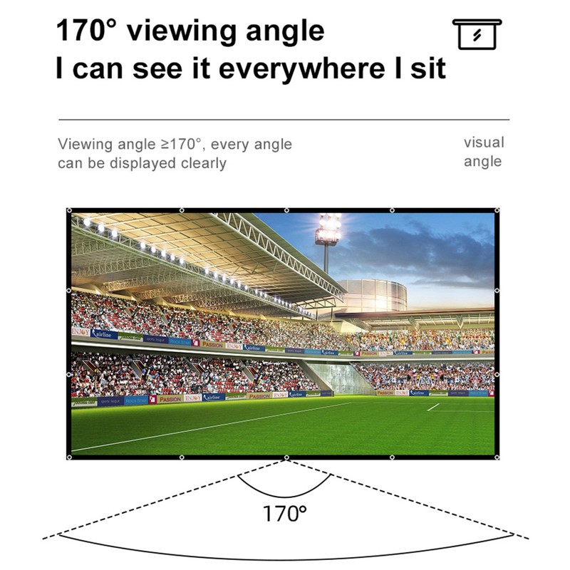 150 Inch Projector Screen 16:9 HD 4K Foldable Portable Double