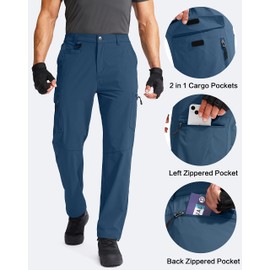 G Gradual Men's Hiking Cargo Pants Water Resistant Quick Dry Lightweight Outdoor Tactical Pants for Men with Multi Pocket (Lyons Blue, L)