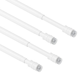 TYRON 4Pcs Thin Spring Tension Rod 12.5-18 Inches, 3/8 in. Diameter, Short Small Expandable Tension Curtain Rod No Drilling, Window Sash Tension Rods (White)