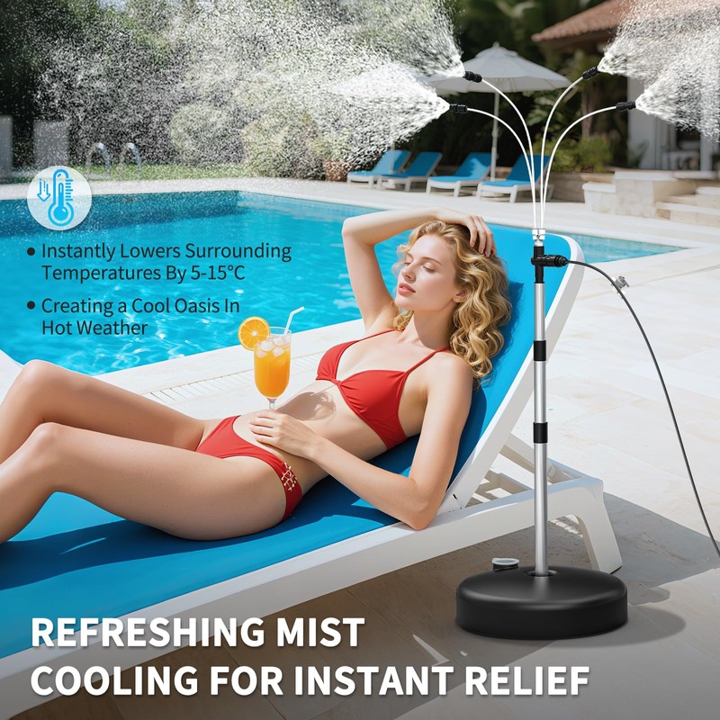 Portable Standing Misting Cooling System - 4 Nozzles DIY Sprayer