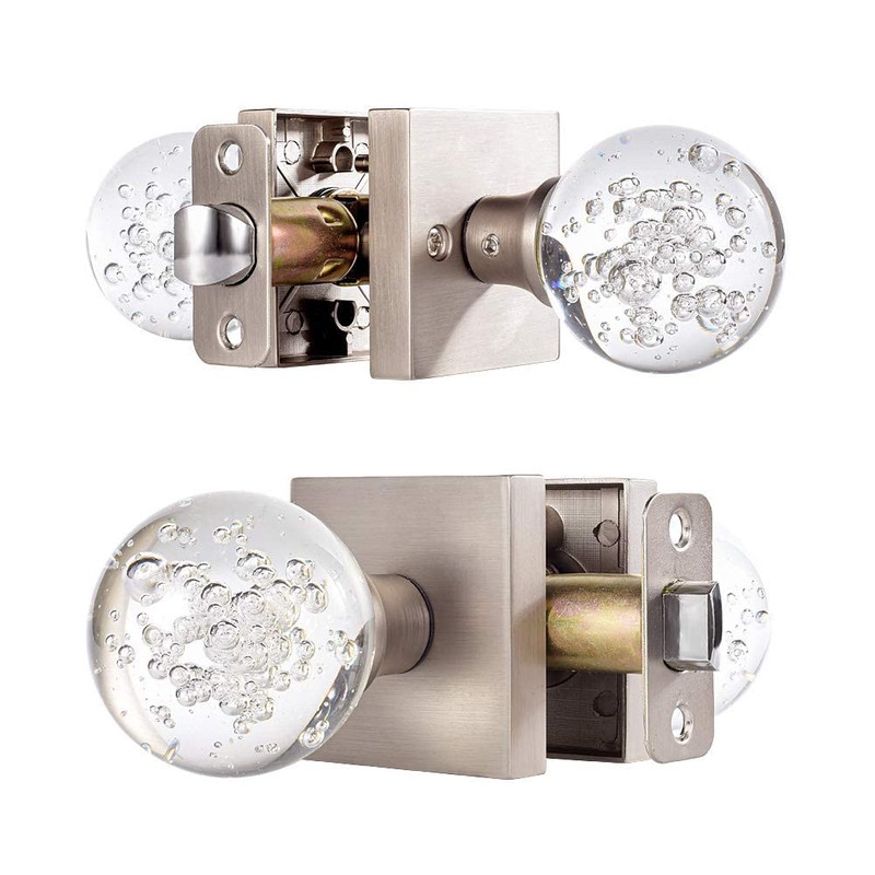 HIEMEY Passage Hall Closet Door Knobs Interior, Round Clear Bubble