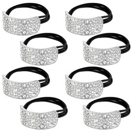 8pcs Sparkly Rhinestone Hair Ties,Crystal Ponytail Holders,Elastic Scrunchies,for Thin Thick Hair Rhinestone Scrunchies Accessories for Women Girls Silver