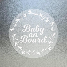 YIKIADA Baby On Board Car Sign 6×6 Inches Warning Safety Awareness Sticker Vinyl Waterproof Decal Transparent Self Adhesive Durable Cling for Vehicle Window Bumper 5 Pack