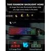 Wireless Keyboard and Mouse Combo - Large Print, RGB Backlit,