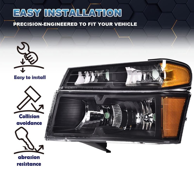 PIT66 Headlight Assembly Compatible with 2004-2012 Chevy Colorado/04-12 GMC Canyon/06