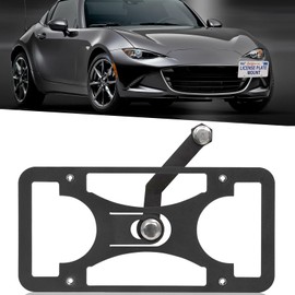 License Plate Frames Front Bumper License Plate Bracket Holder Car License Plate Cover No Drilling License Plate Mount Kit Steel Black Car Tag Holder Compatible with Mazda MX-5 Miata (ND) 2016-2023