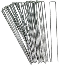 Sunnydaze 25-Pack Galvanized Garden Stakes - Landscape Garden Staples for Securing Weed Barrier Fabric - 12 Inch