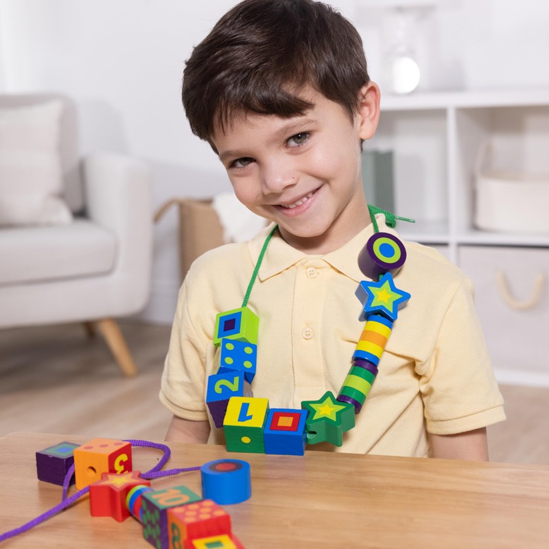Melissa & Doug Deluxe Wooden Lacing Beads - Educational Activity