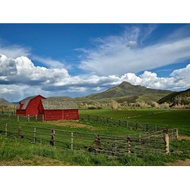 Historic Pictoric Photo - The Distant Squaw Mountain Looms Over This barn Near The Tiny Town of Savery, Wyoming, Across The Highway from which Lie Colorado and The Mountain 30in x 24in