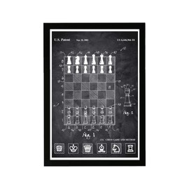 Wynwood Studio Entertainment and Hobbies Framed Wall Art Prints 'Chess Method 2000 Chalkboard' Board Games Home Décor, 13" x 19", Black, White