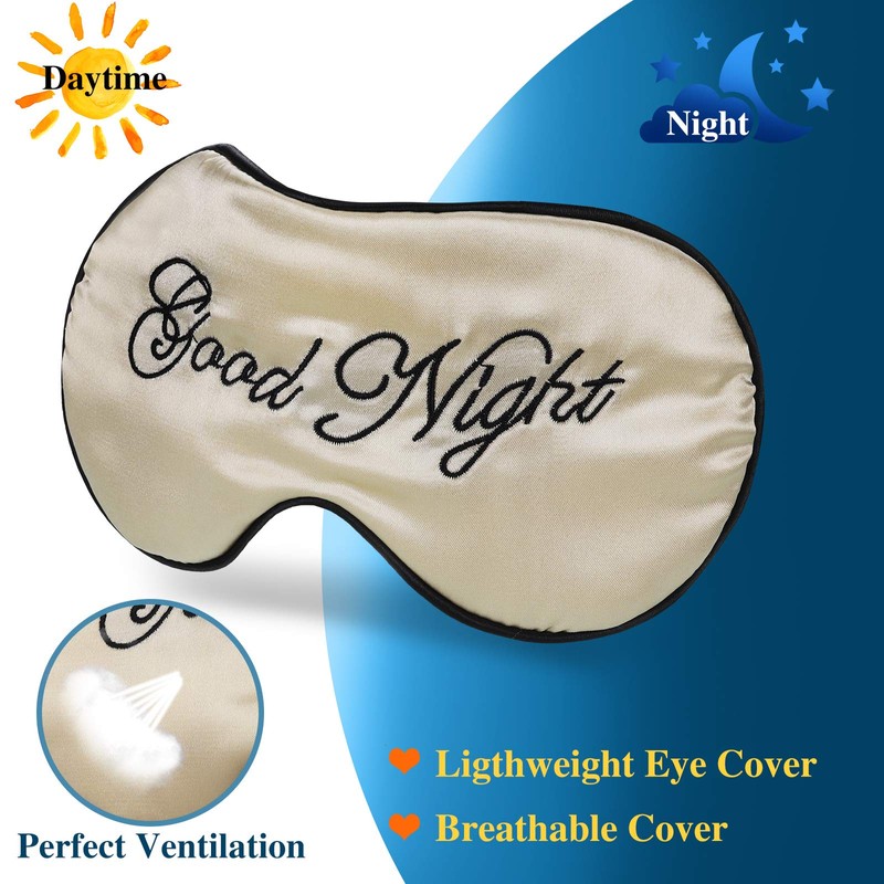 2 Pieces Sleep Mask Silk Eye Mask Easily Adjustable Mask