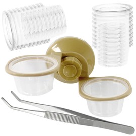 Fuongee Gecko Feeding Ledge, Gecko Feeder Ledge Suction Cup Feeder for Small Reptiles, with 20 Pack 1 oz Gecko Feeder Cups and 1 Feeding Tong