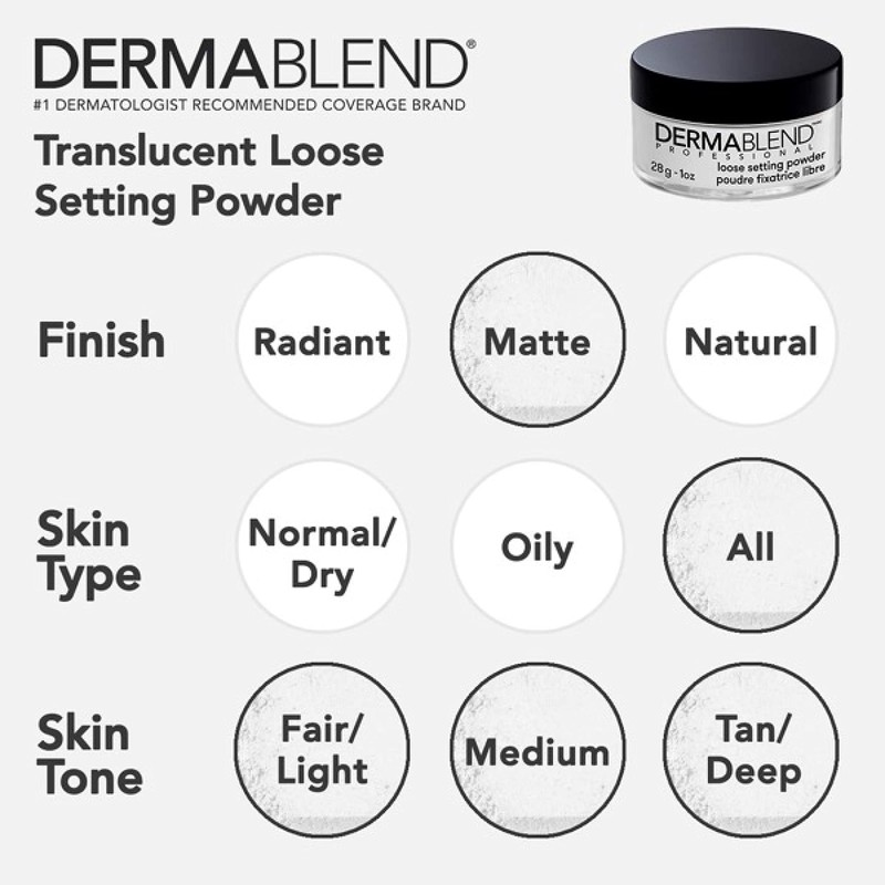 Dermablend Loose Setting Powder, Face Powder Makeup & Finishing Powder,