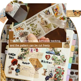 Vintage Stickers, Flower Stickers for Scrapbooking, Journaling Scrapbooking Supplies Kit Waterproof DIY Aesthetic Decorative Craft Paper