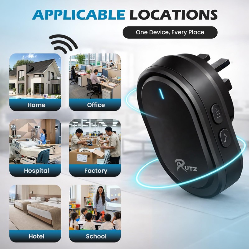RUTZ® Wireless Doorbell, Waterproof Plug-in Door Bells Wireless Cordless Chime