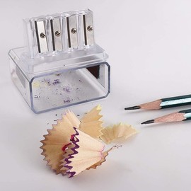 1Pc Transparent 4 Holes Charcoal Pencil Sharpener, Plastic Long Point Carpenter Pencil Sharpener Artist Pencil Sharpeners for Sketching Office School