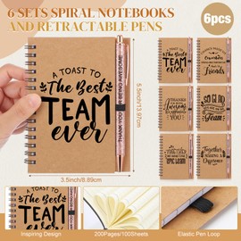 Skylety 18 Pcs Employee Appreciation Gift Set for Women Thank You Graduation Gifts for Teacher Students Team Coworker 16 oz Glass Cup A6 Inspirational Notebook with Ballpoint Pen Bow knot(Team)