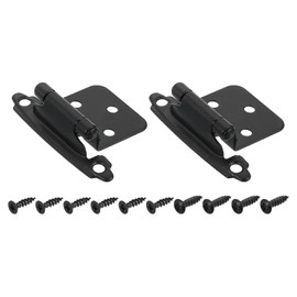 sourcing map Cabinet Kitchen Inset Hinges, 2Pcs 1/2" Overlay Semi-Concealed Hinges Face Mount Cabinet Hardware Self-Closing Cabinet Hinges with Screws, Black