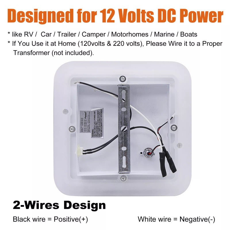 Facon 9" RV LED Acrylic Dual Square Flush Mount Lamp