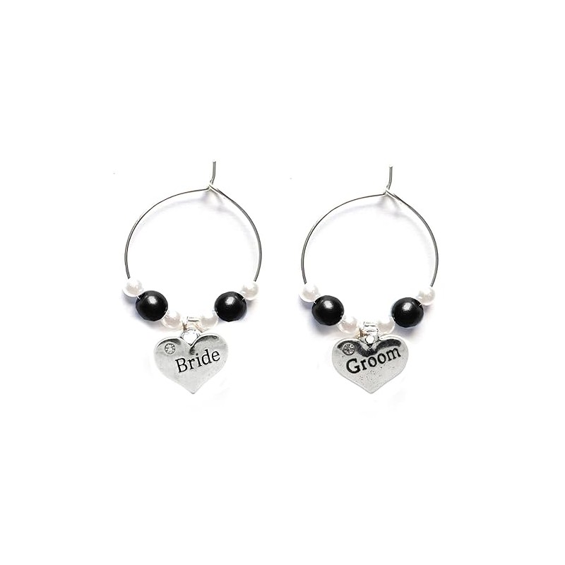 Gregory Crafts & Gifts Bride and Groom Wedding Wine Charms.