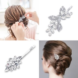 6 Pieces Delicate Rhinestone Bridal Hair Clip, Leaf Wedding Hairpin Bride Crystal Hair Clips, Elegant Bridal Hairpins, Hair Accessories for Women Girls (Classic Type)
