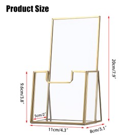 SUMTree Golden Brochure Holder A6 Brochure Stand Transparent Glass Brochure Stand Brochure Stand for Office, Counter, Hotel, Shop, Restaurant, Café Brochure Holder for Menu, Folding Sheet, Catalogue